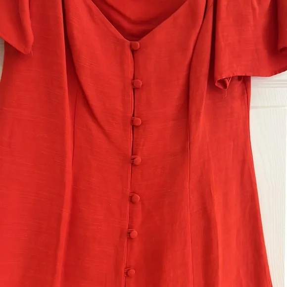 ZARA red linen shirt sleeve mini dress - Picture 2 of 4